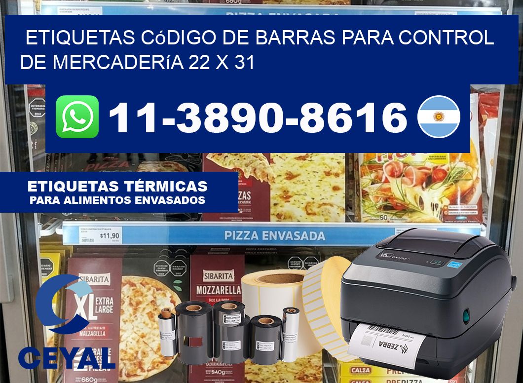 Etiquetas código de barras para control de mercadería 22 x 31