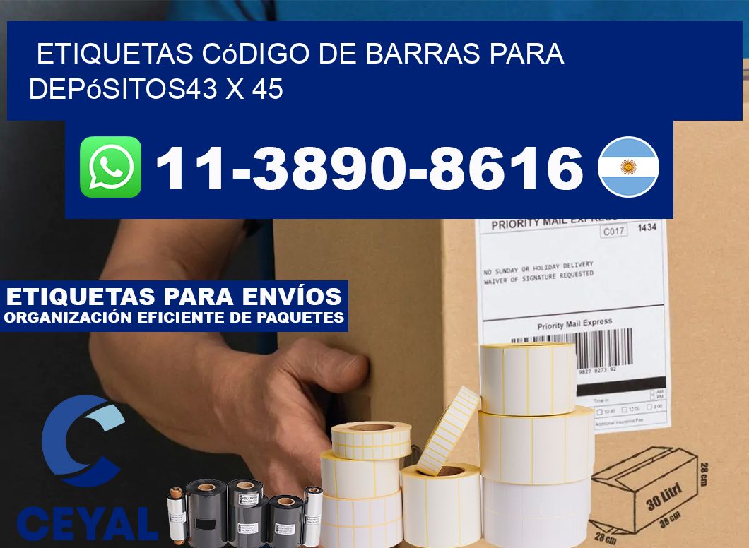 Etiquetas código de barras para depósitos43 x 45