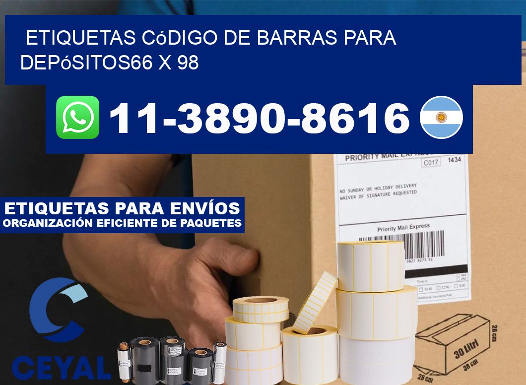 Etiquetas código de barras para depósitos66 x 98