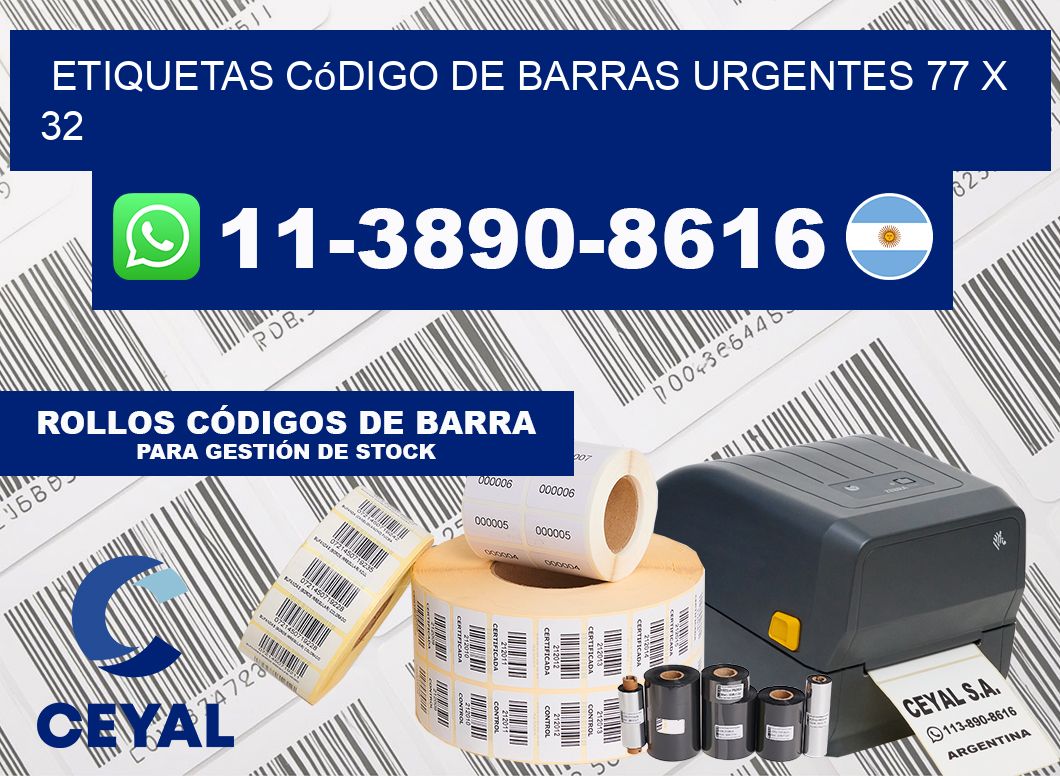 Etiquetas código de barras urgentes 77 x 32