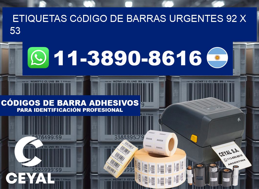 Etiquetas código de barras urgentes 92 x 53