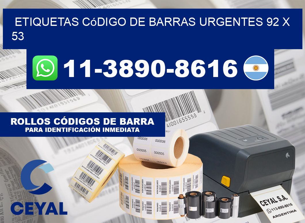 Etiquetas código de barras urgentes 92 x 53