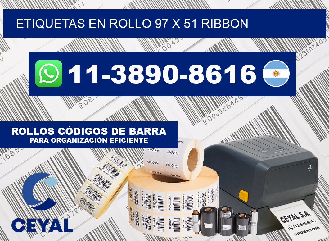 Etiquetas en rollo 97 x 51 ribbon