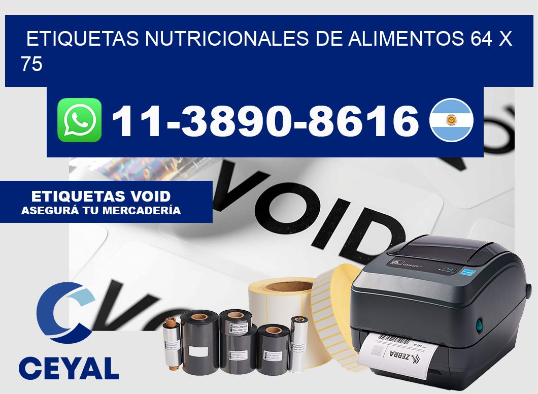 Etiquetas nutricionales de alimentos 64 x 75
