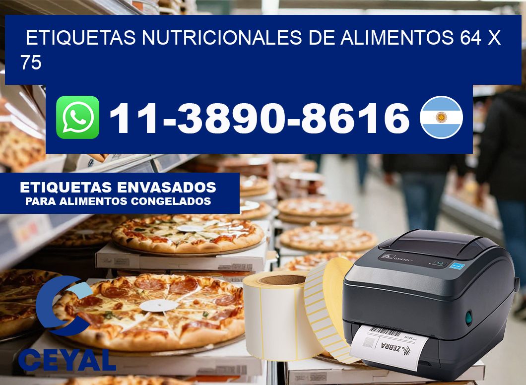 Etiquetas nutricionales de alimentos 64 x 75