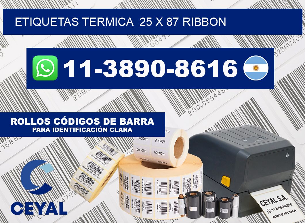 Etiquetas termica  25 x 87 ribbon
