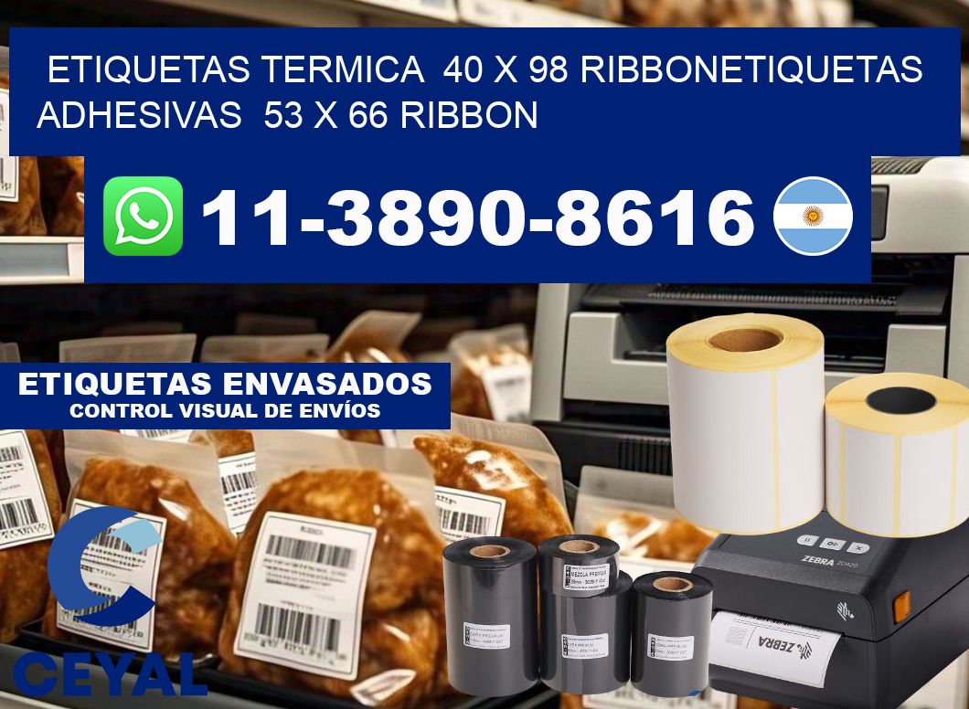 Etiquetas termica  40 x 98 ribbonEtiquetas adhesivas  53 x 66 ribbon