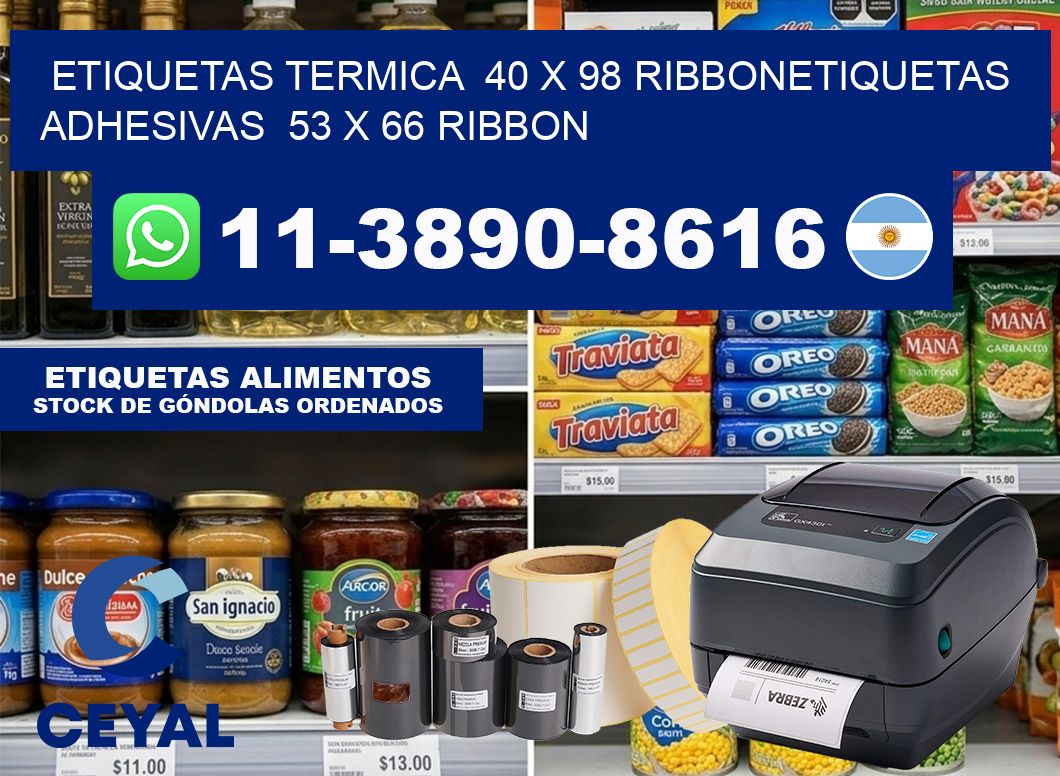 Etiquetas termica  40 x 98 ribbonEtiquetas adhesivas  53 x 66 ribbon