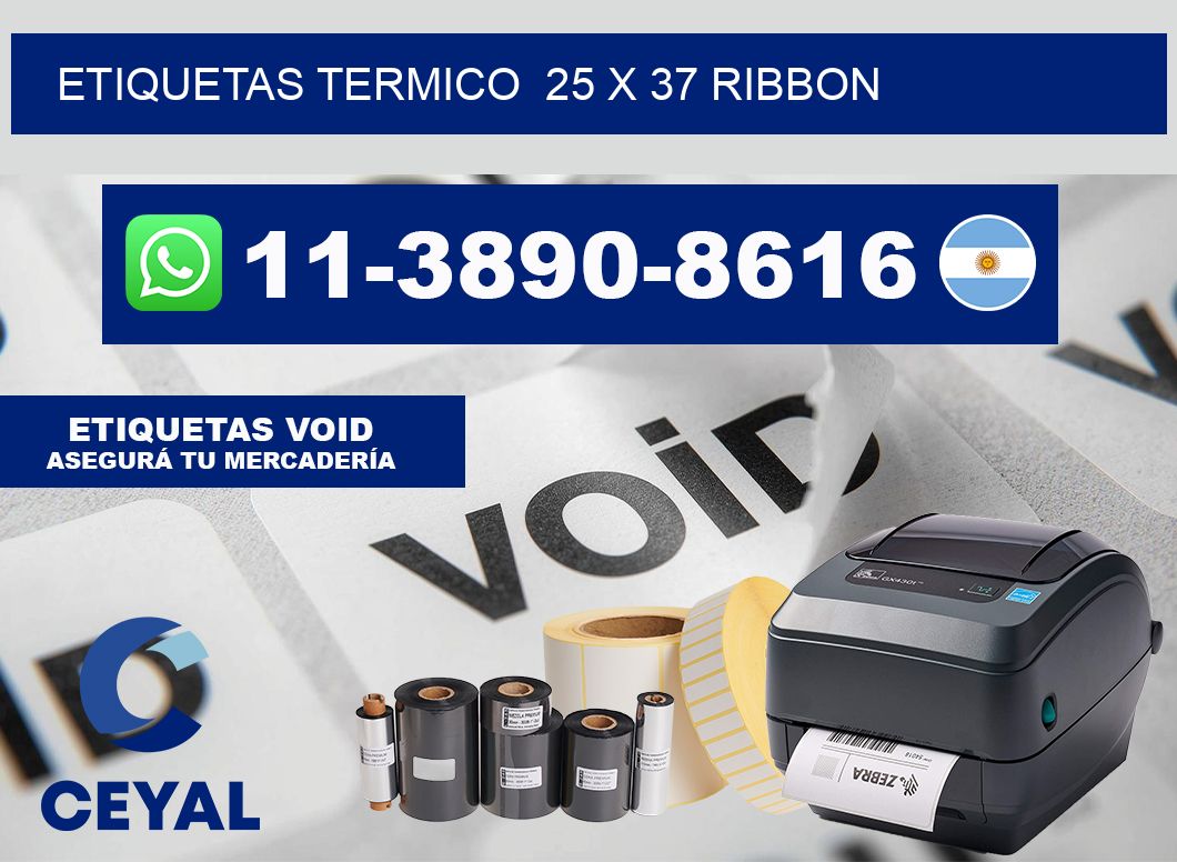 Etiquetas termico 25 x 37 ribbon