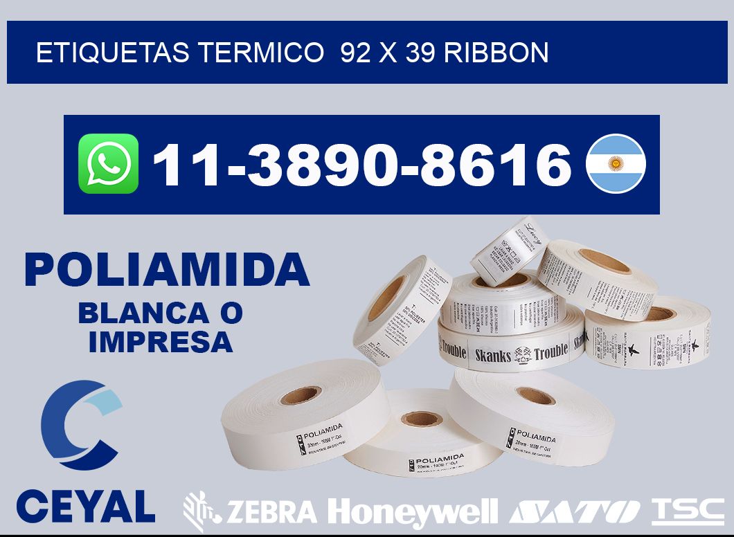 Etiquetas termico  92 x 39 ribbon