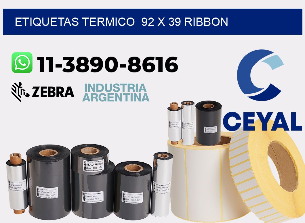 Etiquetas termico  92 x 39 ribbon