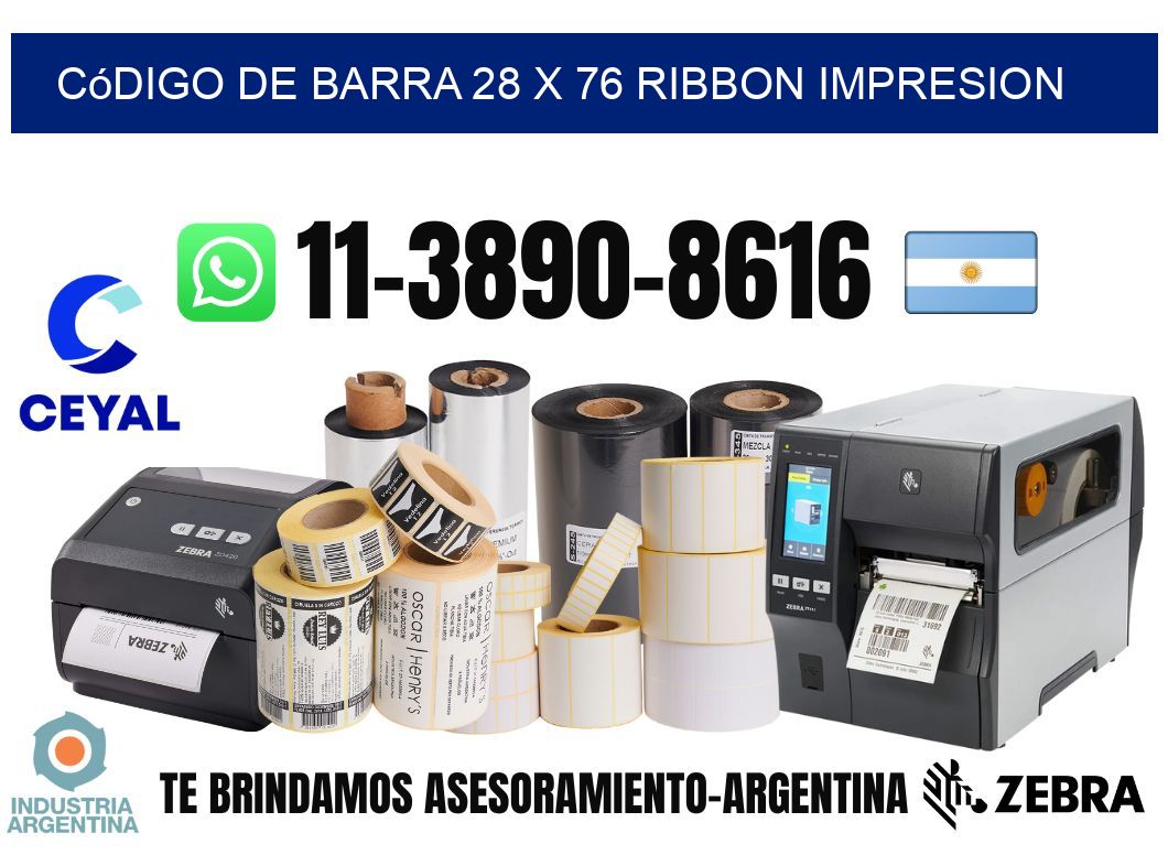 código de barra 28 x 76 ribbon impresion