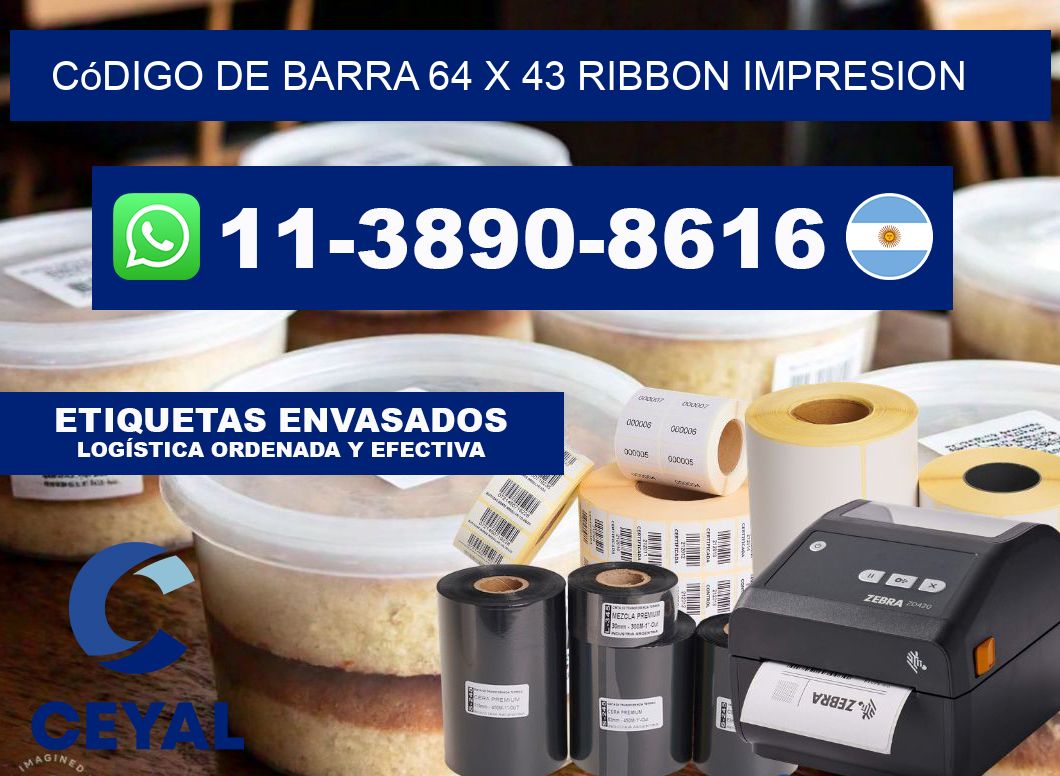 código de barra 64 x 43 ribbon impresion