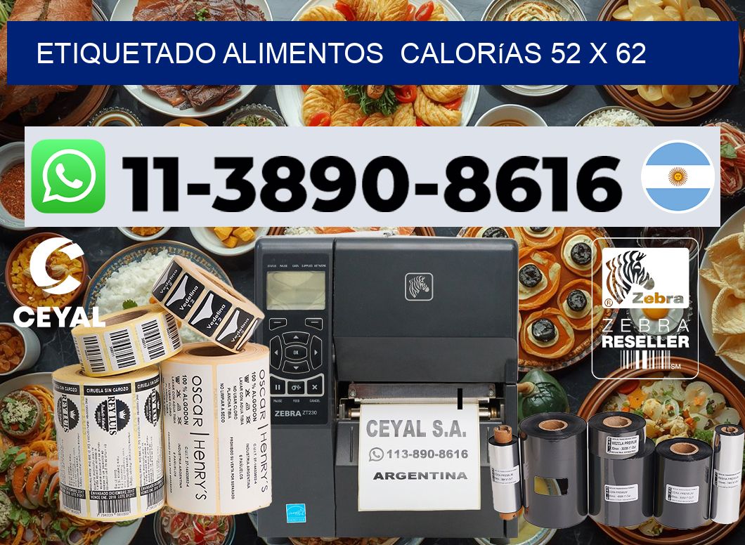 etiquetado alimentos  Calorías 52 x 62