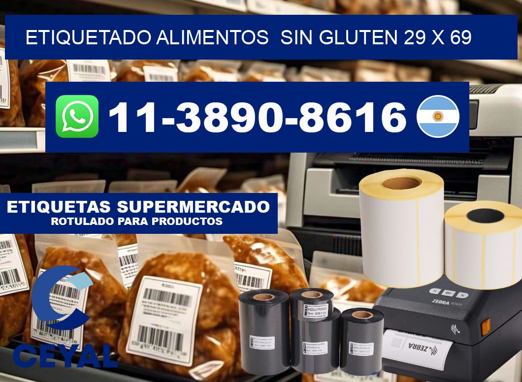 etiquetado alimentos  Sin gluten 29 x 69