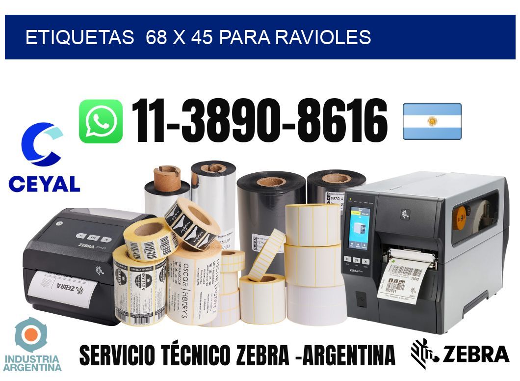 etiquetas  68 x 45 para Ravioles