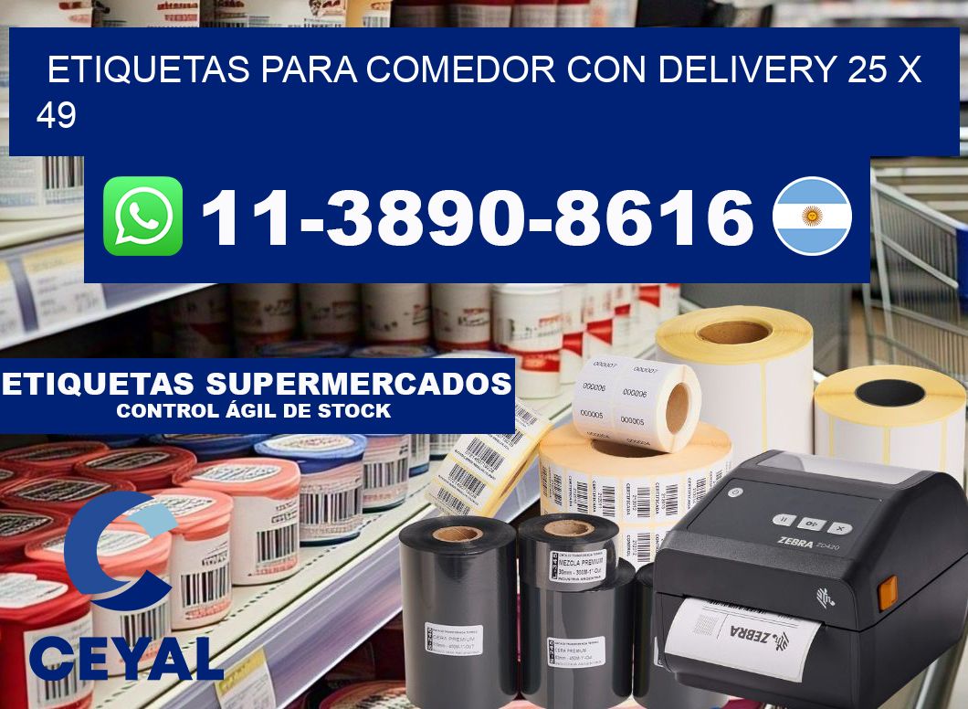 etiquetas para Comedor con delivery 25 x 49