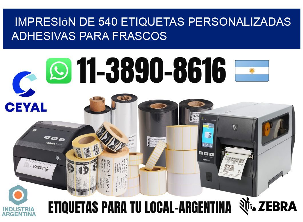 impresión de 540 etiquetas personalizadas adhesivas para frascos