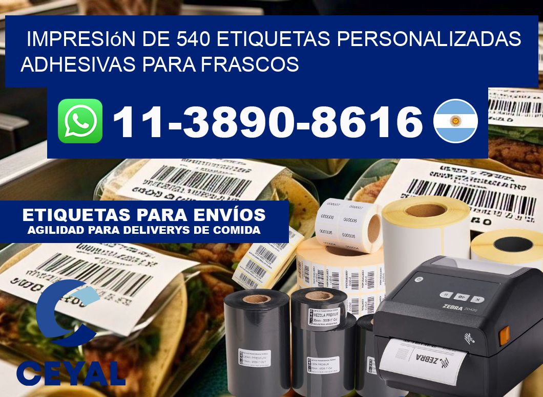 impresión de 540 etiquetas personalizadas adhesivas para frascos