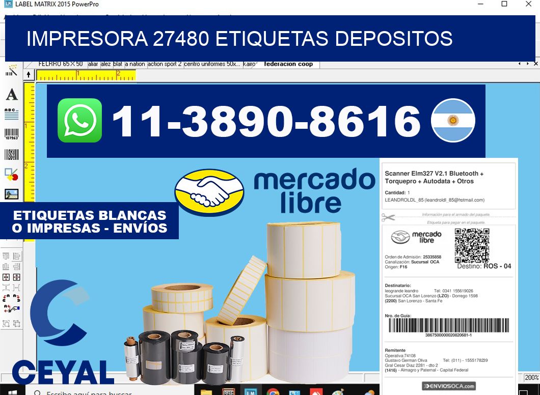impresora 27480 etiquetas depositos