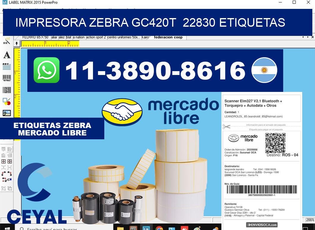 impresora zebra gc420t 22830 etiquetas