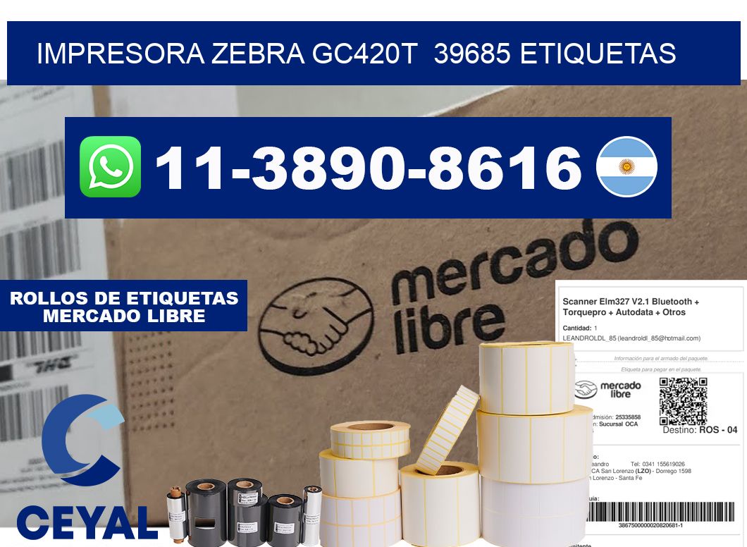 impresora zebra gc420t  39685 etiquetas