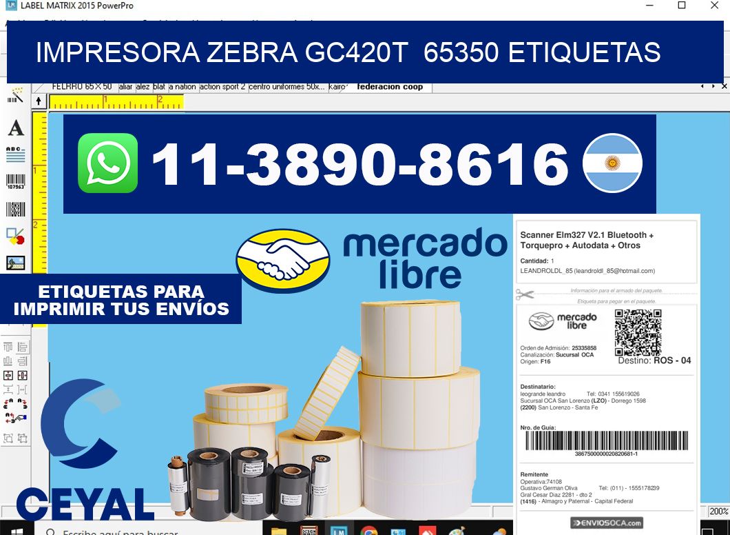 impresora zebra gc420t 65350 etiquetas