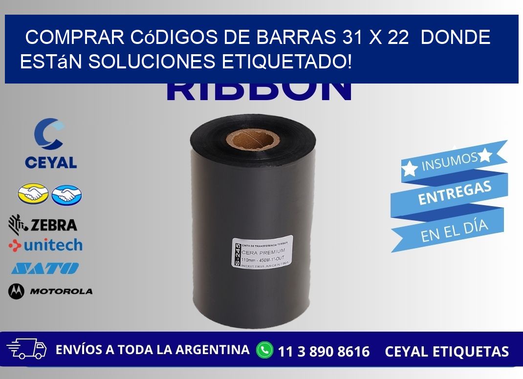 Comprar códigos de barras 31 x 22  donde están soluciones etiquetado!