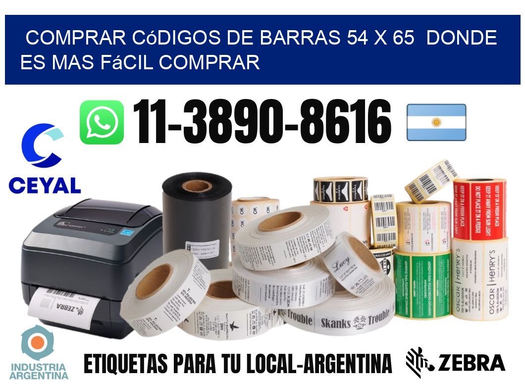 Comprar códigos de barras 54 x 65  Donde es mas fácil comprar