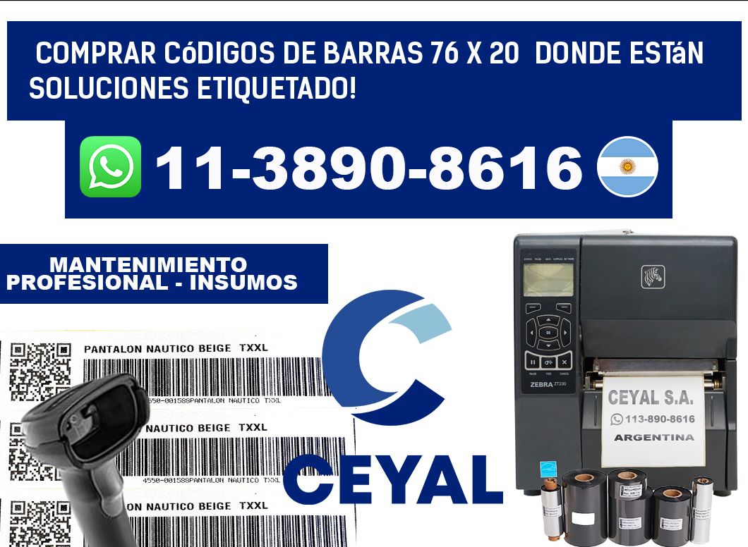 Comprar códigos de barras 76 x 20  donde están soluciones etiquetado!