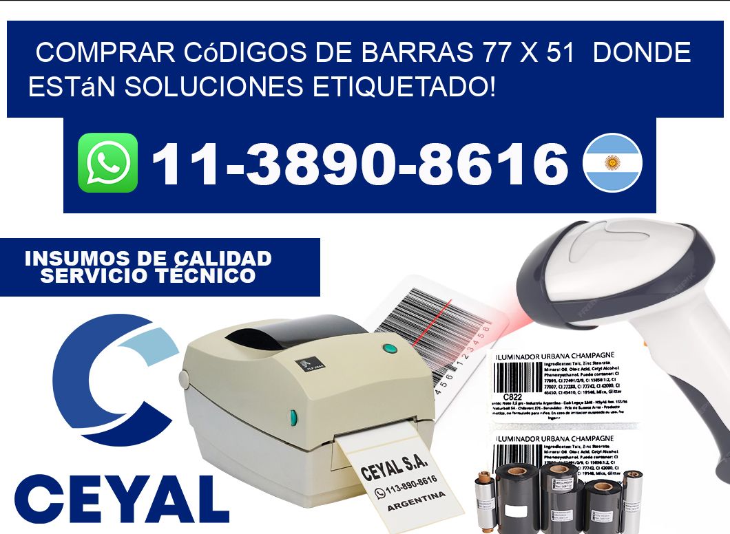 Comprar códigos de barras 77 x 51  donde están soluciones etiquetado!