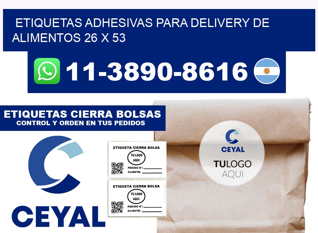 ETIQUETAS ADHESIVAS PARA DELIVERY DE ALIMENTOS 26 x 53