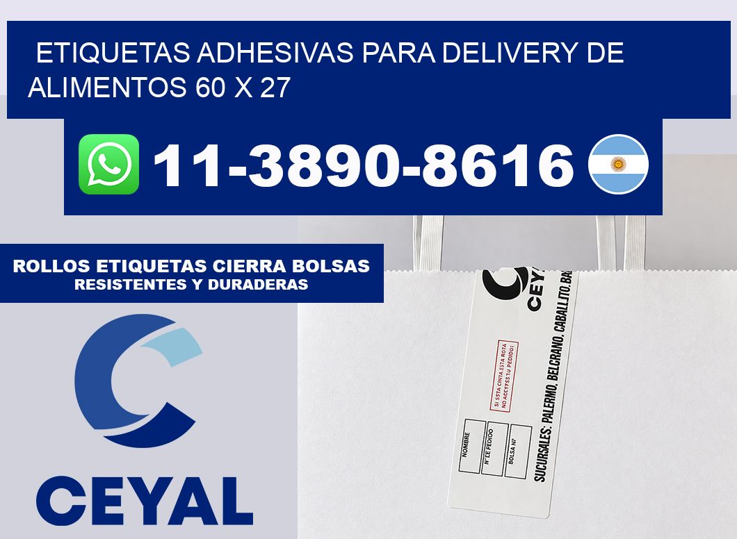 ETIQUETAS ADHESIVAS PARA DELIVERY DE ALIMENTOS 60 x 27