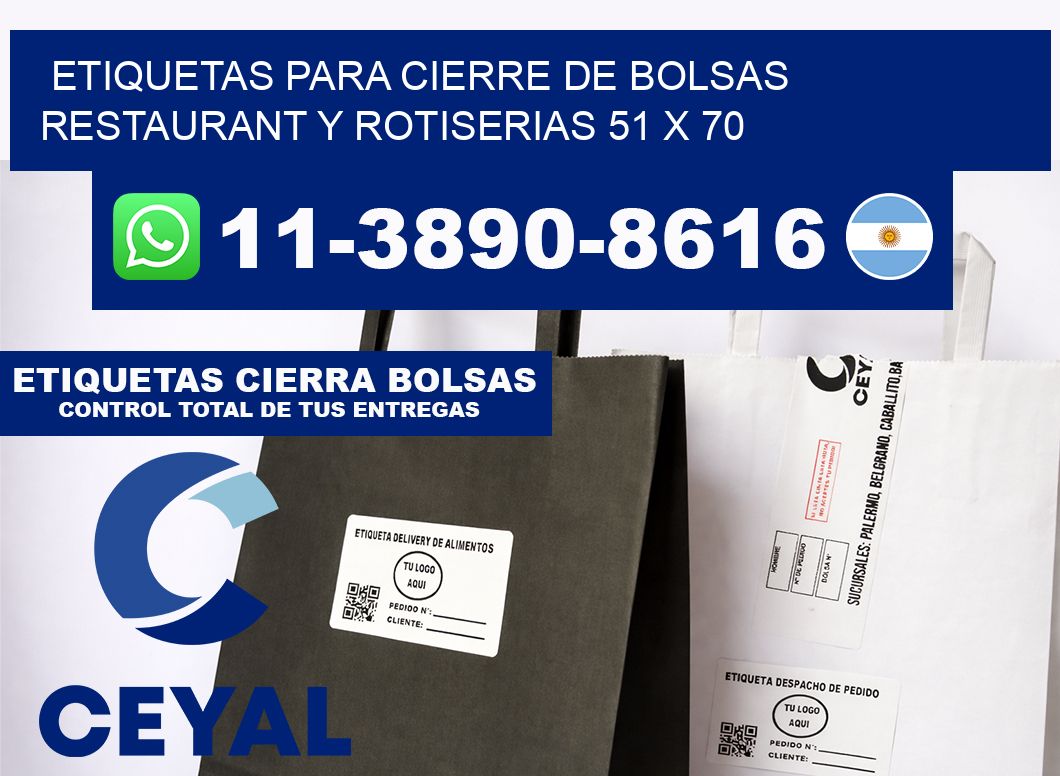 ETIQUETAS PARA CIERRE DE BOLSAS RESTAURANT Y ROTISERIAS 51 x 70
