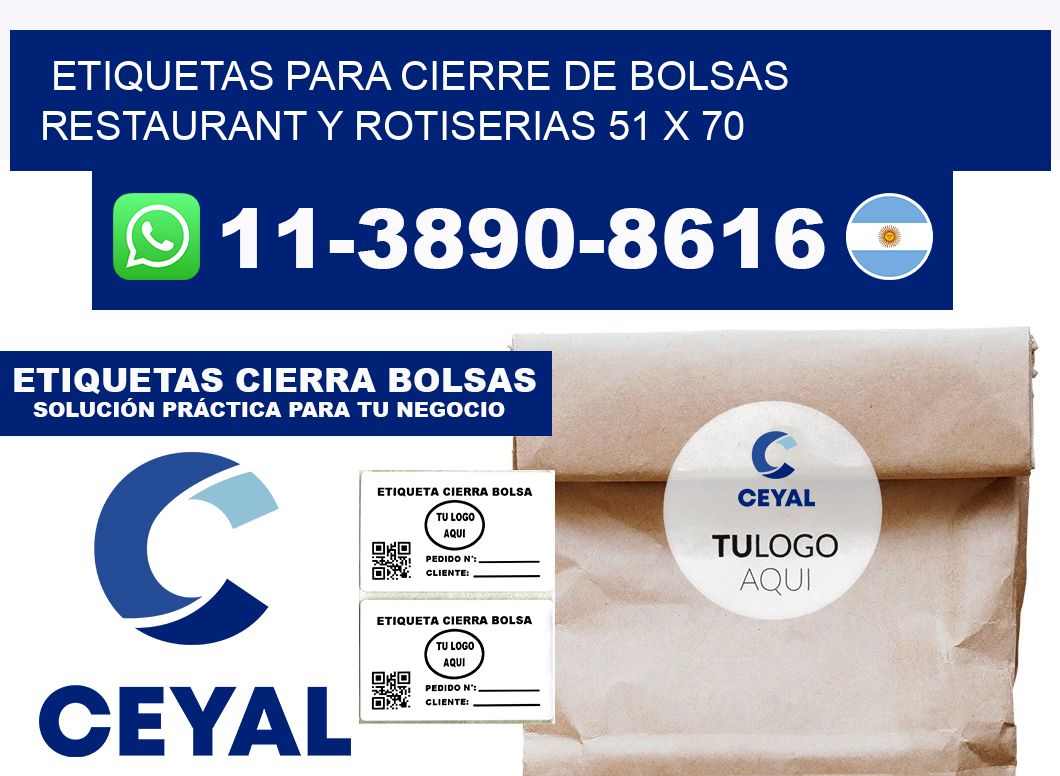 ETIQUETAS PARA CIERRE DE BOLSAS RESTAURANT Y ROTISERIAS 51 x 70