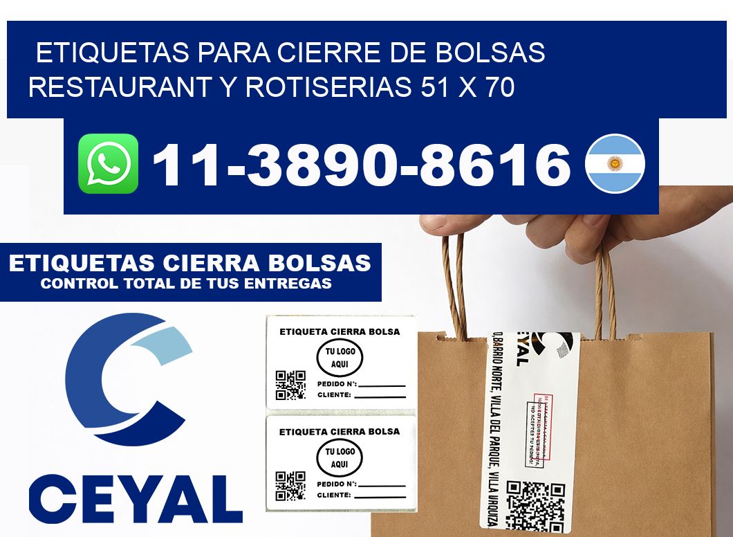 ETIQUETAS PARA CIERRE DE BOLSAS RESTAURANT Y ROTISERIAS 51 x 70