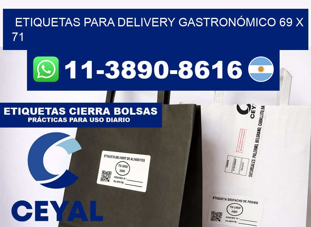 ETIQUETAS PARA DELIVERY GASTRONÓMICO 69 x 71