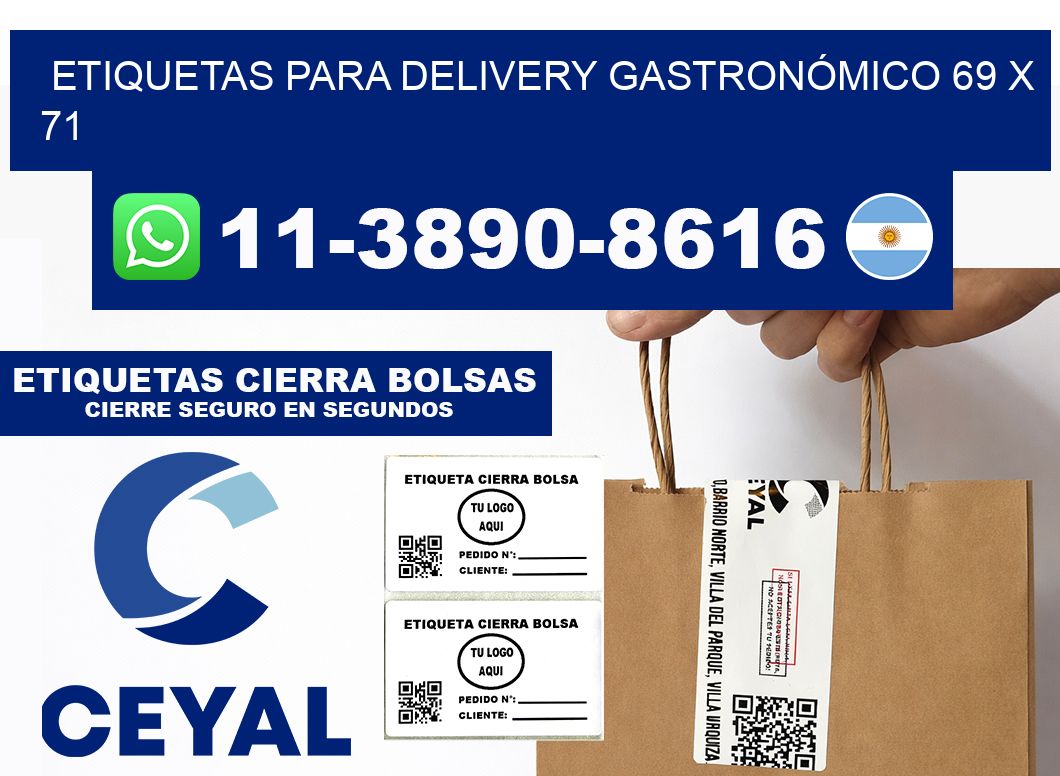 ETIQUETAS PARA DELIVERY GASTRONÓMICO 69 x 71