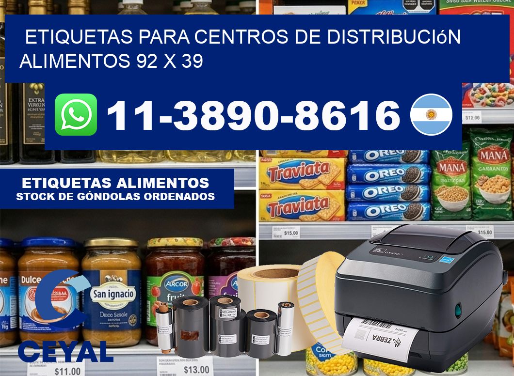 Etiquetas para centros de distribución alimentos 92 x 39