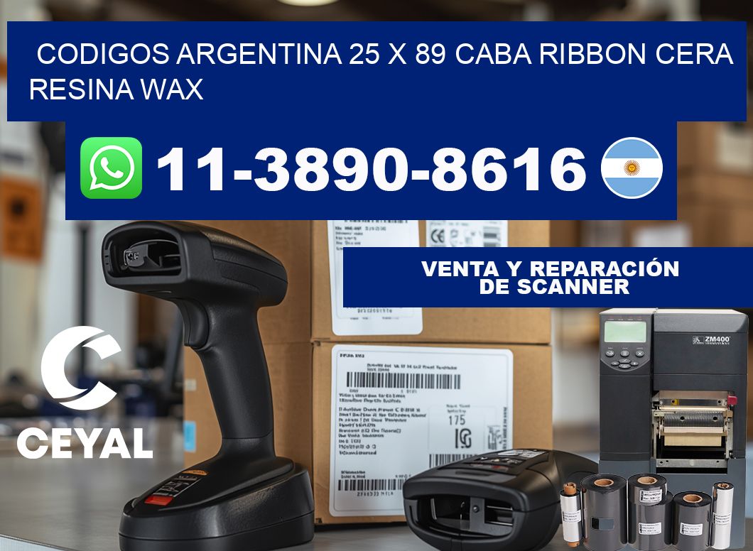 codigos Argentina 25 x 89 CABA Ribbon cera resina wax