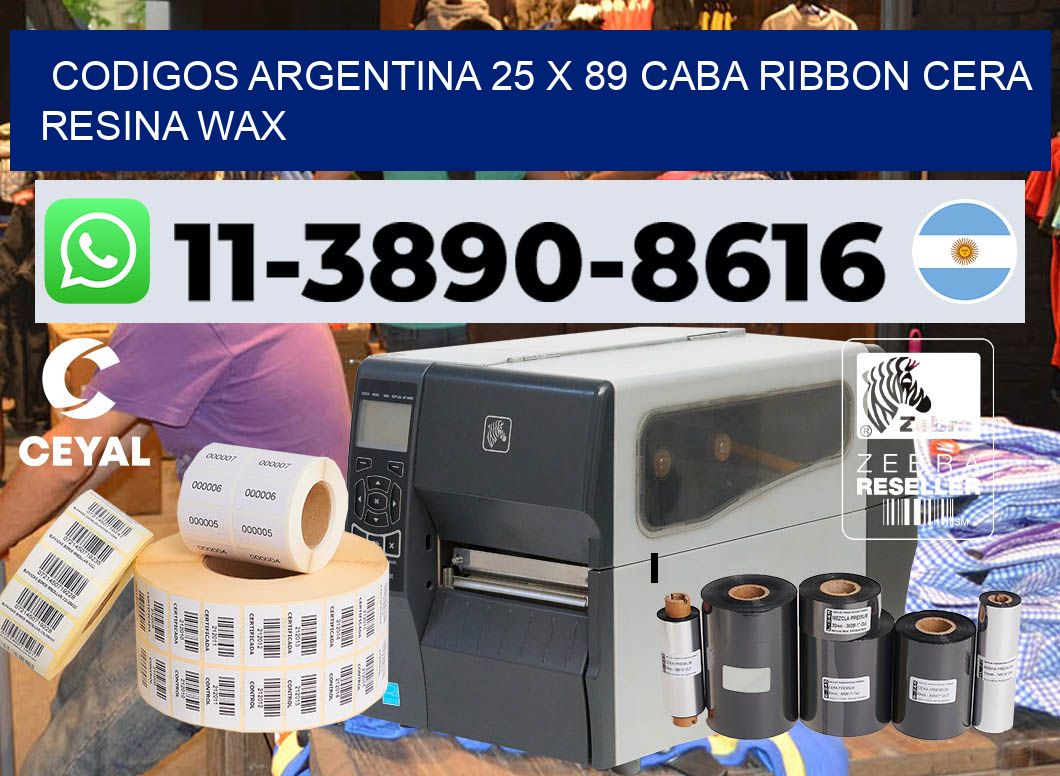 codigos Argentina 25 x 89 CABA Ribbon cera resina wax