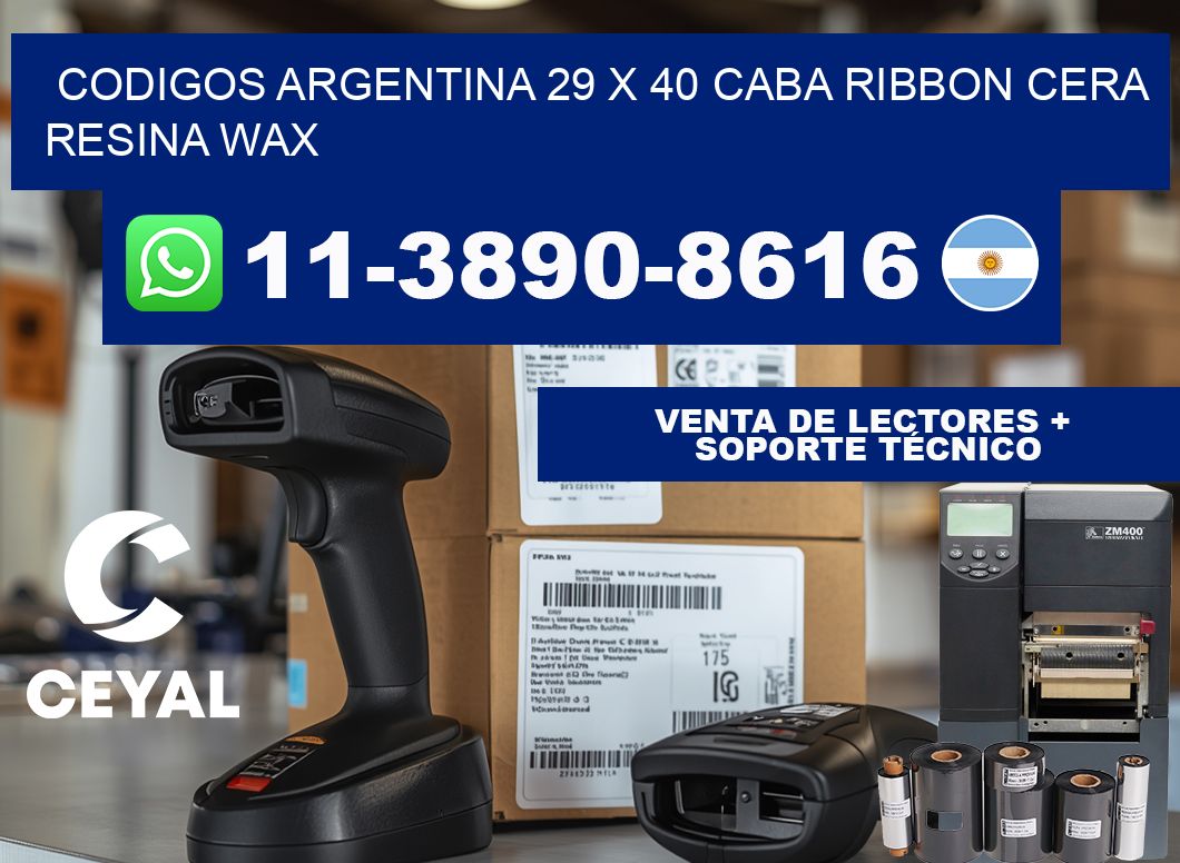 codigos Argentina 29 x 40 CABA Ribbon cera resina wax