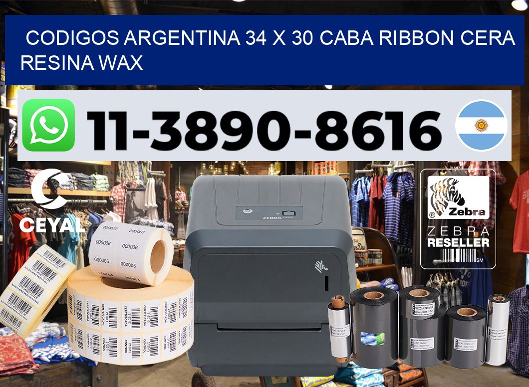 codigos Argentina 34 x 30 CABA Ribbon cera resina wax