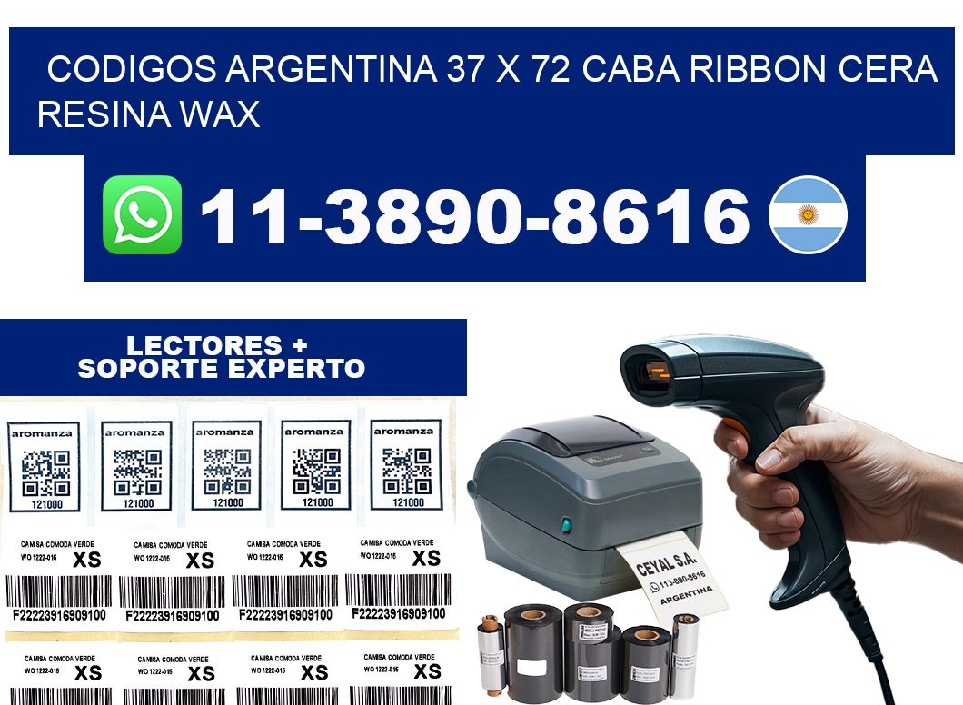 codigos Argentina 37 x 72 CABA Ribbon cera resina wax
