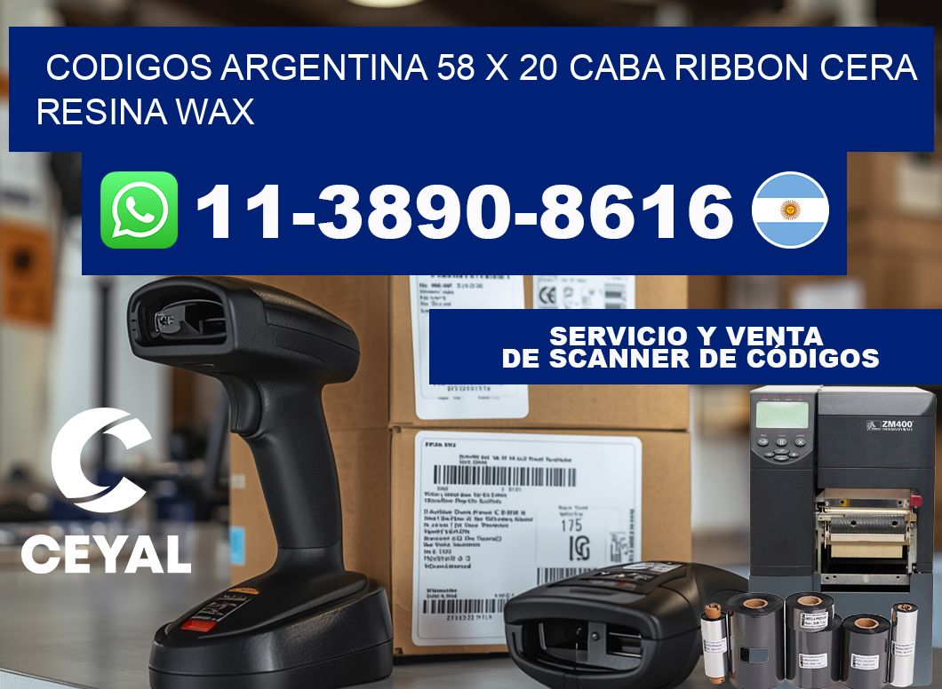 codigos Argentina 58 x 20 CABA Ribbon cera resina wax