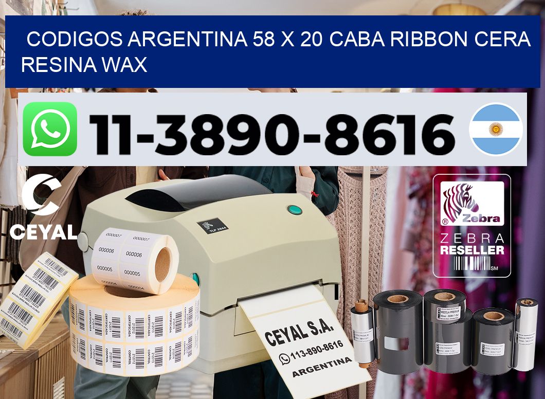 codigos Argentina 58 x 20 CABA Ribbon cera resina wax