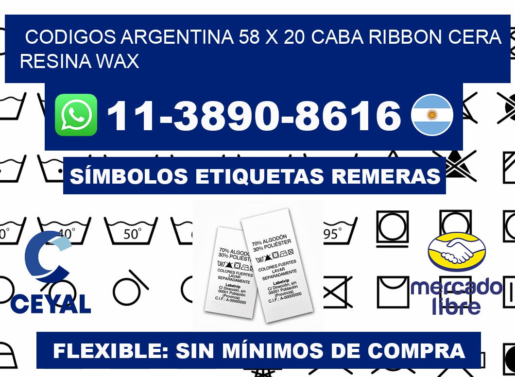 codigos Argentina 58 x 20 CABA Ribbon cera resina wax