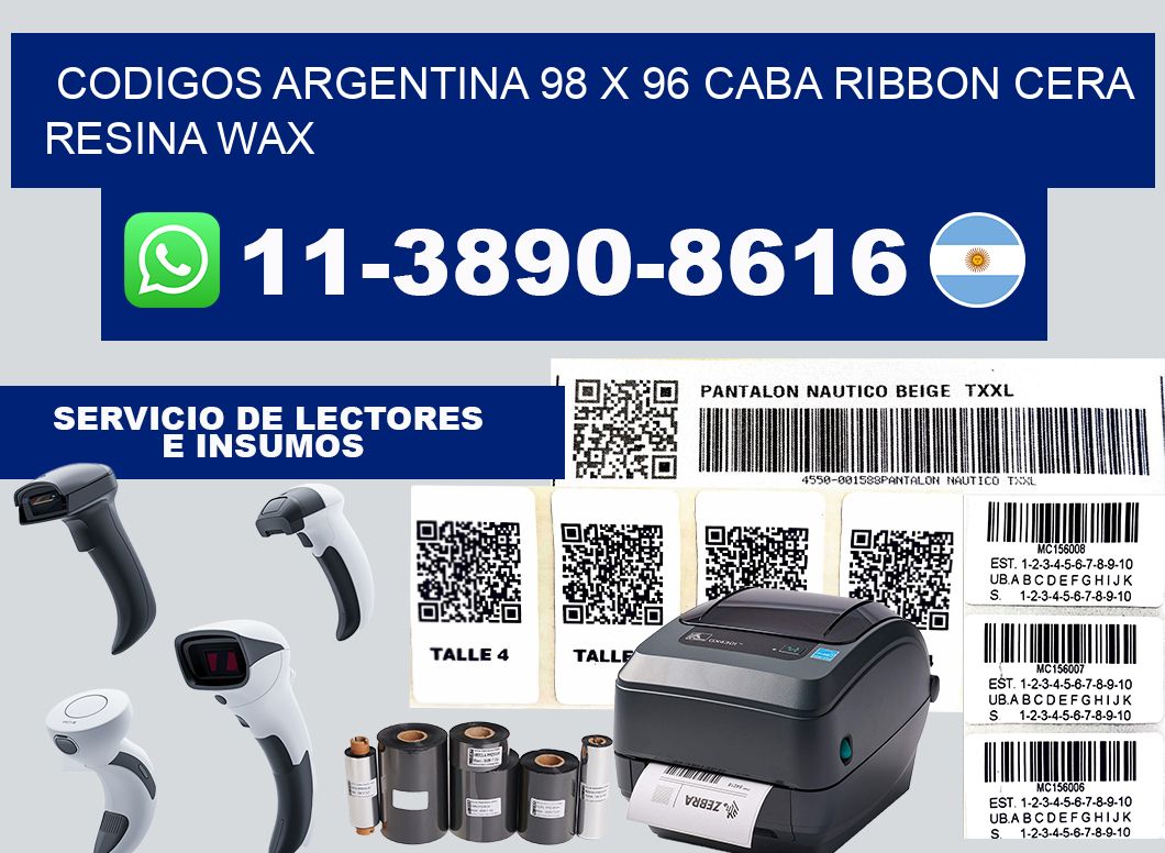 codigos Argentina 98 x 96 CABA Ribbon cera resina wax
