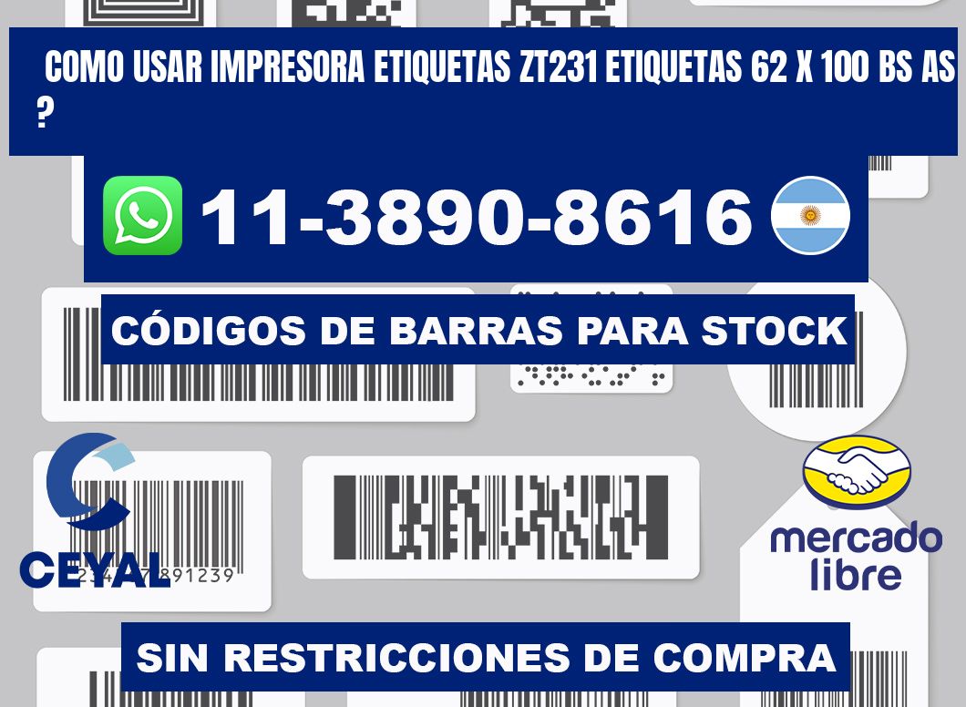 como usar impresora etiquetas zt231 etiquetas 62 x 100 BS AS ?