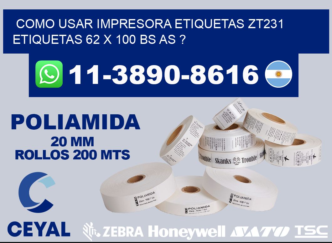 como usar impresora etiquetas zt231 etiquetas 62 x 100 BS AS ?